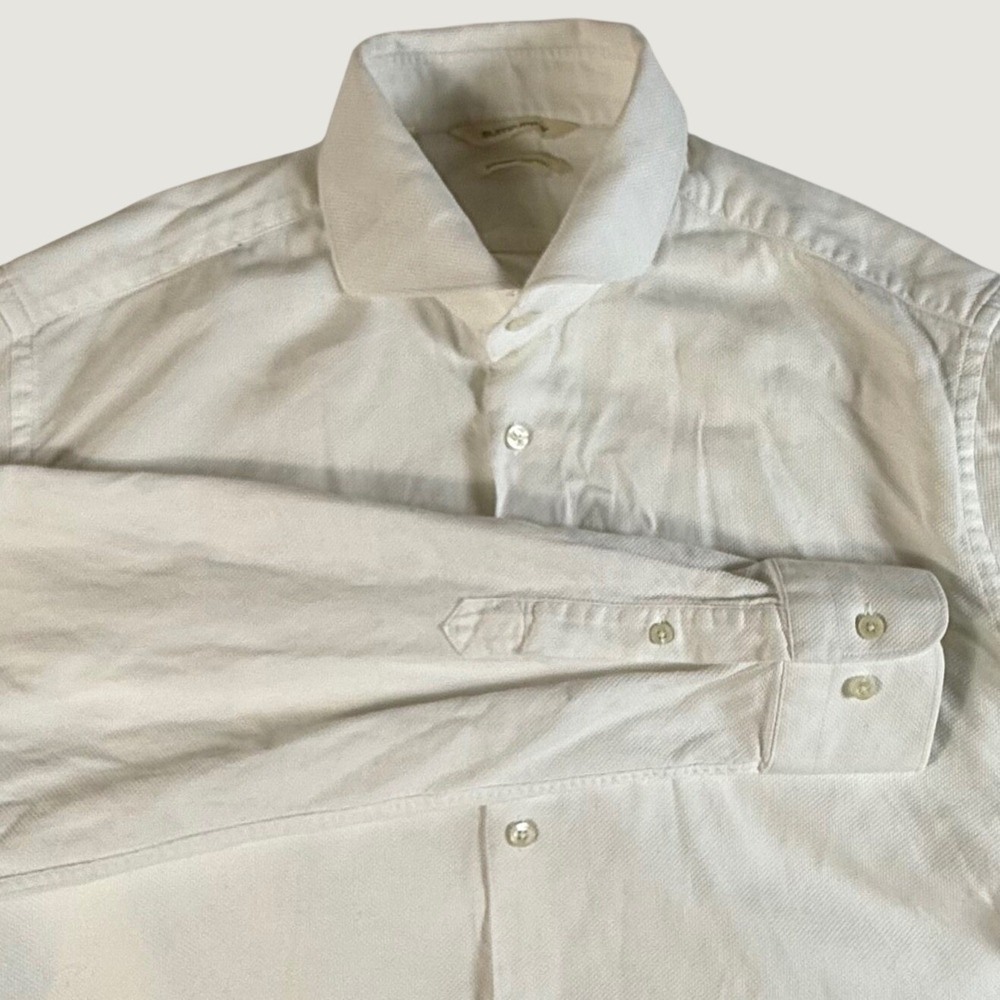 Suitsupply Dress Shirt Mens Large‎ 17 Slim Fit Egyptian Cotton Textured White